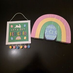 Spritz Easter Decorations - Nesting Rainbow and Let's Get Egg-cited Hanging Sign